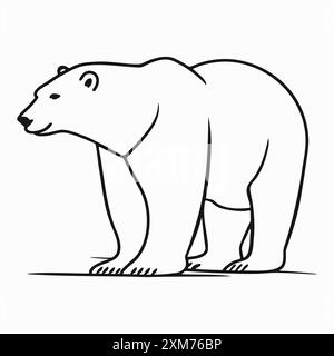 Outline polar bear on white background. Line art. Animal design element for logo, print or logo Stock Vector