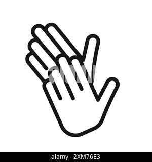 Clapping hand icon Black line art vector in black and white outline set collection sign Stock Vector