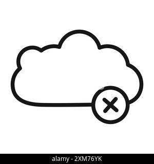 cloud sync disable icon Black line art vector in black and white outline set collection sign Stock Vector