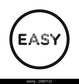 Easy icon Black line art vector in black and white outline set collection sign Stock Vector