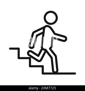 Downstairs icon Black line art vector in black and white outline set collection sign Stock Vector