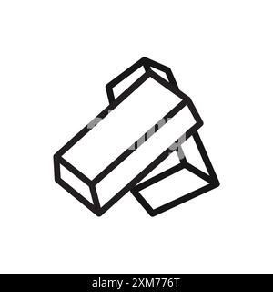 gold bars icon Black line art vector in black and white outline set collection sign Stock Vector