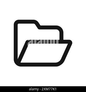 Folder icon Black line art vector in black and white outline set ...