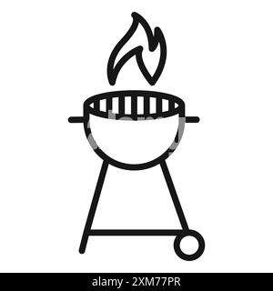 grill icon Black line art vector in black and white outline set collection sign Stock Vector