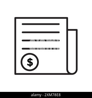 Invoice icon Black line art vector in black and white outline set collection sign Stock Vector