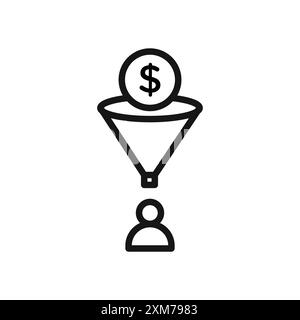 lead conversion icon Black line art vector in black and white outline set collection sign Stock Vector