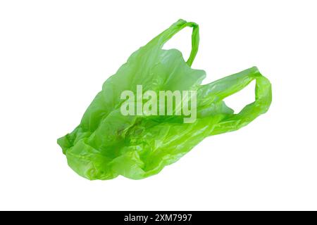 green plastic bag isolated on white background with clipping path Stock Photo