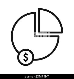 Market share icon Black line art vector in black and white outline set collection sign Stock Vector
