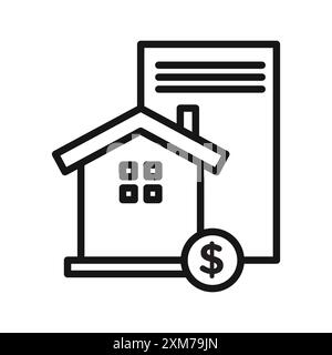 Mortgage loan icon Black line art vector in black and white outline set collection sign Stock Vector