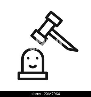 Mole Game Whack icon Black line art vector in black and white outline set collection sign Stock Vector