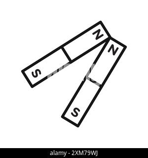 Magnet icon Black line art vector in black and white outline set ...