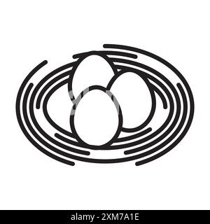 Nest icon Black line art vector in black and white outline set collection sign Stock Vector