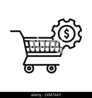 Procurement icon Black line art vector in black and white outline set ...