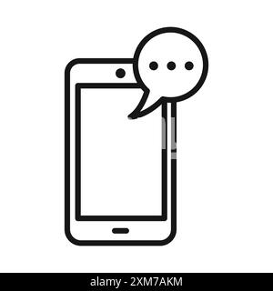 Message phone icon Black line art vector in black and white outline set collection sign Stock Vector