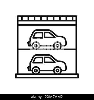 Multi Storey Parking icon Black line art vector in black and white outline set collection sign Stock Vector