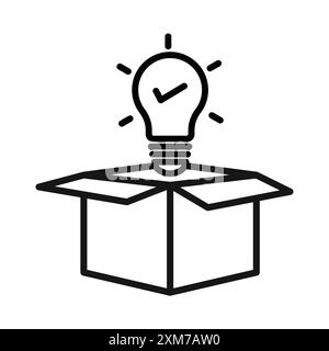 Think out of box idea icon Black line art vector in black and white outline set collection sign Stock Vector