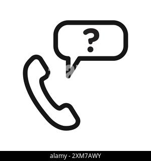 Support call service icon Black line art vector in black and white outline set collection sign Stock Vector