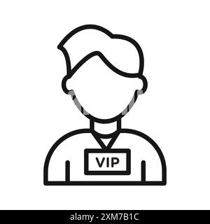 vip person icon Black line art vector in black and white outline set collection sign Stock Vector