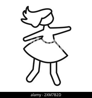 woman dancing icon Black line art vector in black and white outline set collection sign Stock Vector