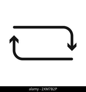 Repeat reload arrow icon Black line art vector in black and white outline set collection sign Stock Vector