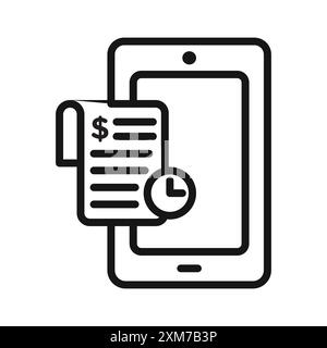 Transaction history icon Black line art vector in black and white outline set collection sign Stock Vector
