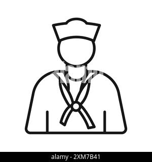 Sailor icon Black line art vector in black and white outline set collection sign Stock Vector