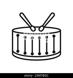 Snare Drum icon Black line art vector in black and white outline set ...