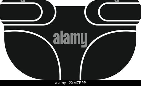 Black silhouette of a classic baby diaper with buttons, a symbol of ...