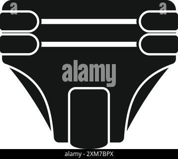 Black silhouette of a classic baby diaper with buttons, a symbol of ...