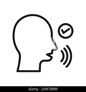 Voice recognition icon Black line art vector in black and white outline set collection sign Stock Vector