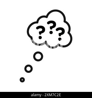 Thinking icon Black line art vector in black and white outline set collection sign Stock Vector