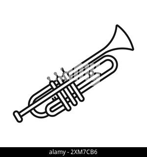 Trumpet icon Black line art vector in black and white outline set collection sign Stock Vector