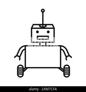 Wheels robot icon Black line art vector in black and white outline set collection sign Stock Vector