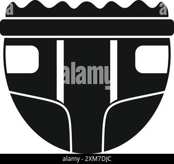 Black silhouette of a classic baby diaper with buttons, a symbol of ...