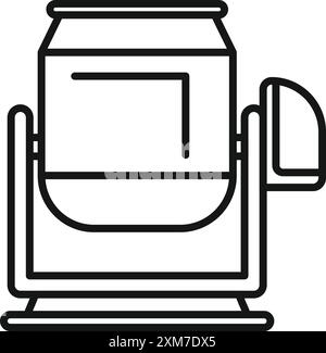 Concrete mixer machine mixing cement for construction building line icon, build and repair concept Stock Vector
