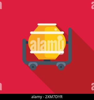 Illustration of a concrete mixer using a rotating drum for mixing cement, a symbol of construction and industry Stock Vector