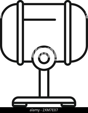 Simple line drawing of a studio condenser microphone on a stand, ideal for projects related to audio recording, podcasting, or music production Stock Vector