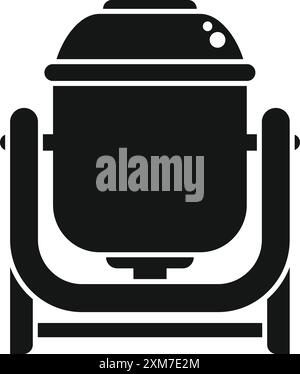Simple icon of a concrete mixer, essential equipment for mixing cement on construction sites, presented in a minimalist black and white design Stock Vector