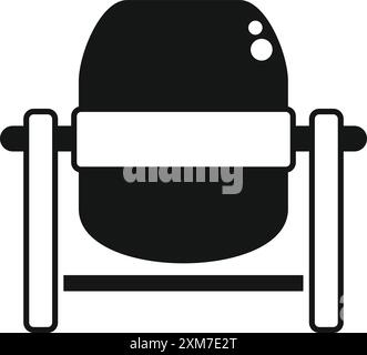 Black solid icon for a concrete mixer machine, used for pouring foundations and building houses Stock Vector
