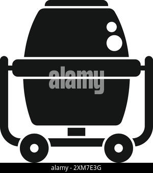 Black icon of a mobile concrete mixer standing on wheels, used for construction purposes Stock Vector