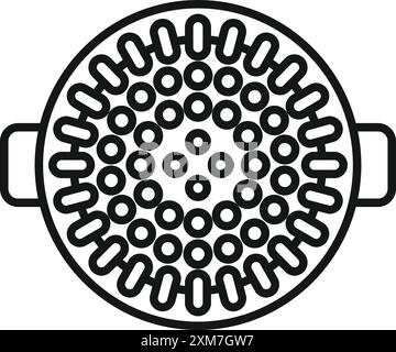 Round double boiler pot with handles, top view, for cooking delicious food Stock Vector
