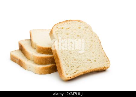 Slices of white bread isolated on white background. Stock Photo
