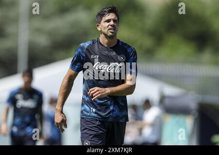 Napoli's Argentinian forward Giovanni Simeone during SSC Napoli's 2024-25 preseason training camp in Castel Di Sangro, Abruzzo, Italy. Stock Photo