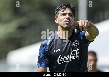 Napoli's Argentinian forward Giovanni Simeone during SSC Napoli's 2024-25 preseason training camp in Castel Di Sangro, Abruzzo, Italy. Stock Photo