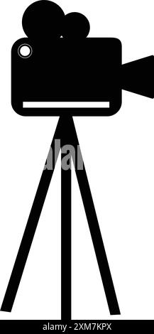 Videography with stand, Videography icon, video with tripod, photo camera stand, Making a movie, Movie camera on a tripod Stock Vector