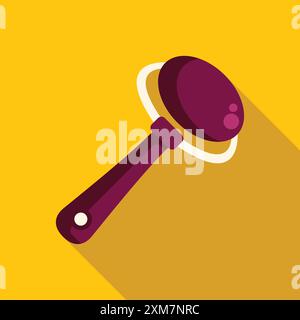 Baby beanbag rattle toy lying on a yellow background with a long shadow Stock Vector