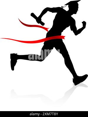 Graduate Running Sprint Academic Finish Line Man Stock Vector