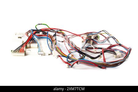 car wiring kit with electronic engine control unit on a white background, isolate. Stock Photo