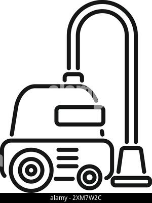 Line art icon of a vacuum cleaner sucking up dust, perfect for representing cleaning and housework Stock Vector