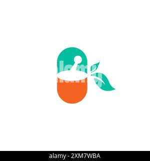 herbal capsule logo vector. health logo design Stock Vector